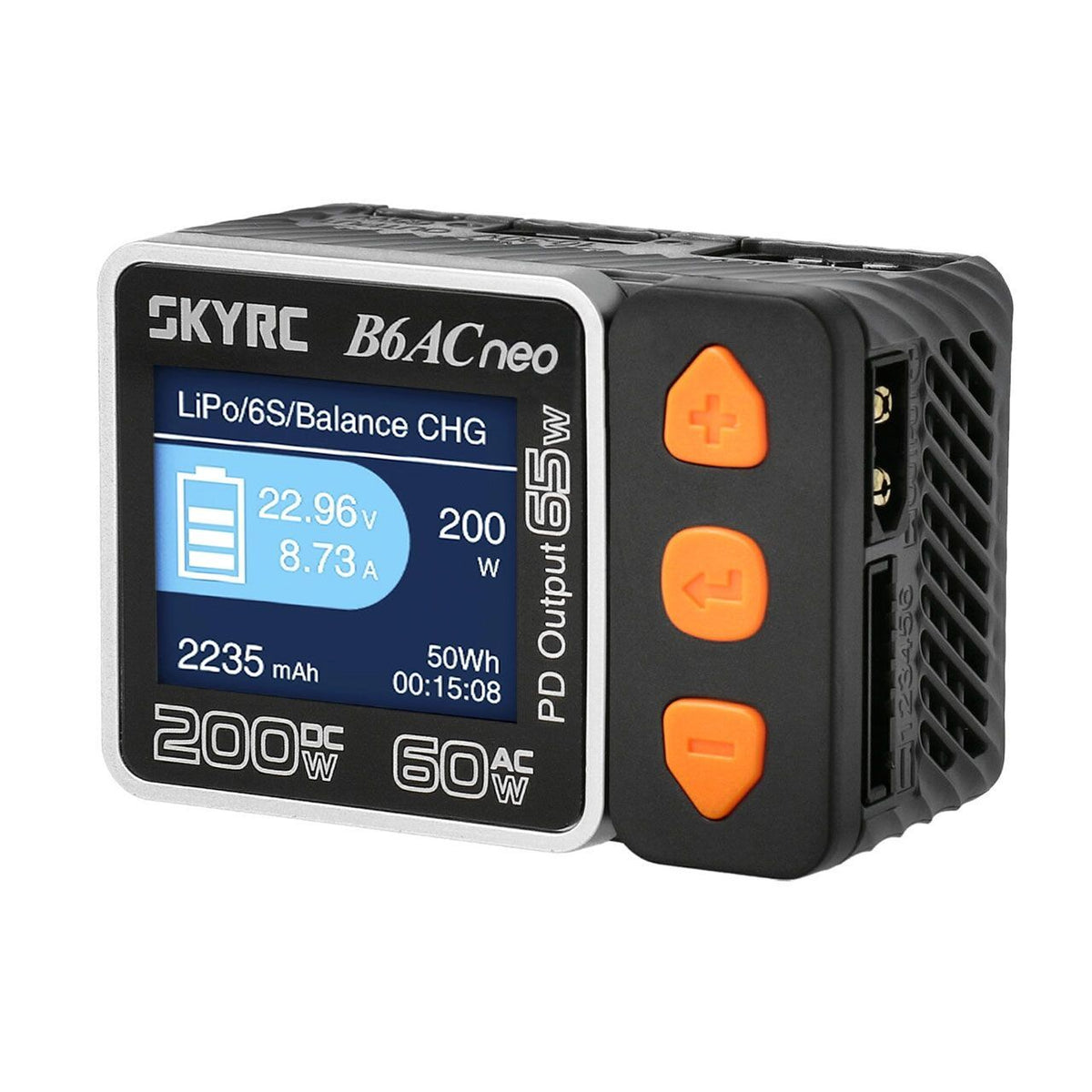Ladegerät für die Hosentasche (Eingang 12V oder Type-C) eingebautes Netzteil SkyRC B6neo+ Ladegerät grau LiPo 1-6s 10A 200W