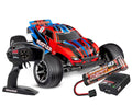 TRAXXAS Rustler rot 1/10 2WD Stadium-Truck RTR  Brushed, HD, mit Akku und 4Ampere USB-C-Lader