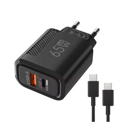 65 W USB C Netzteil Ladegerät PD Quick Charge 3.0 EU mit USB-C Kabel