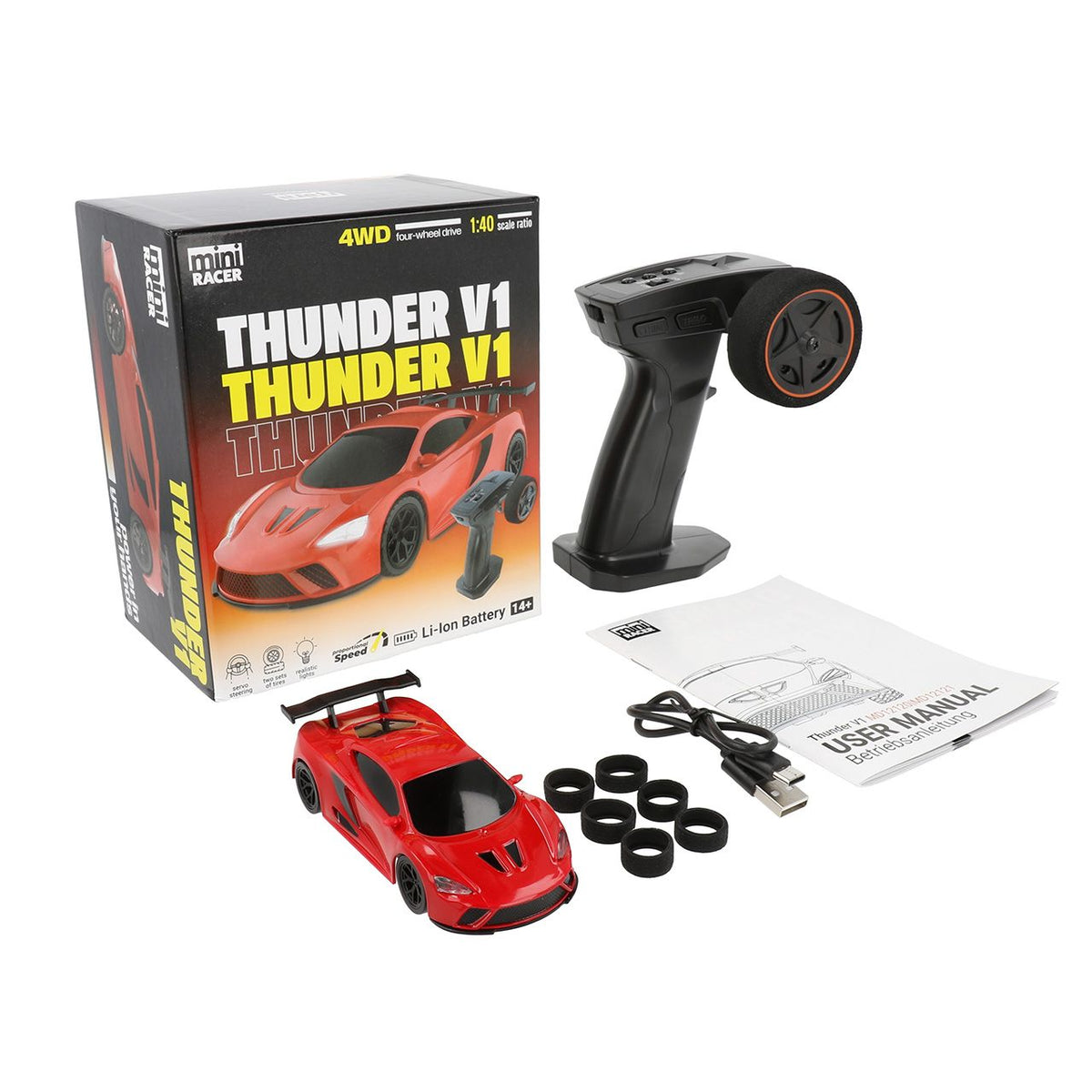 DRIFT & RACE Mini Racer Thunder V1 Rot 1/40