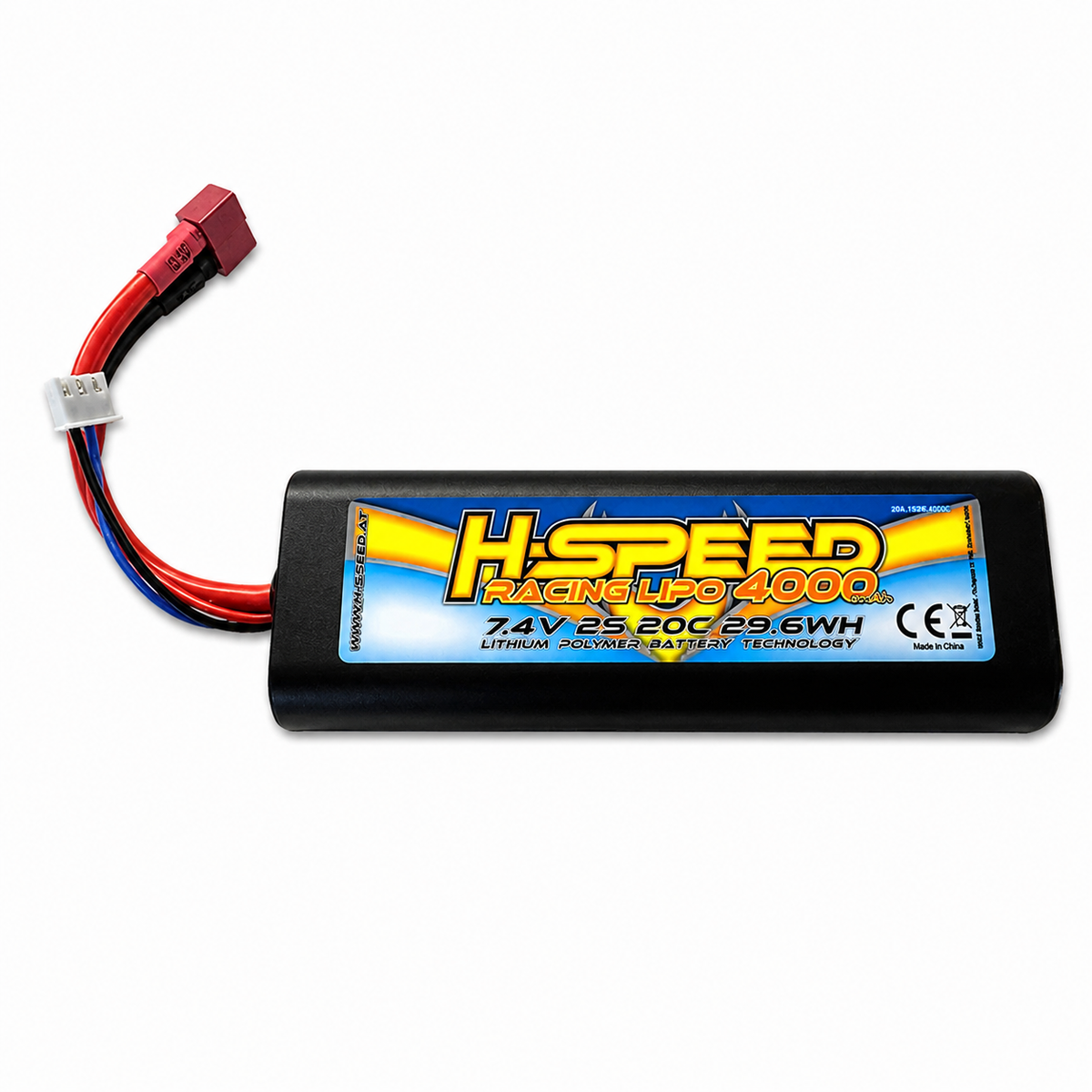 For Hudy Starterbox LIPO 4000mAh 7.4V 29.6WH Akku mit T-Stecker (134X46X24mm)