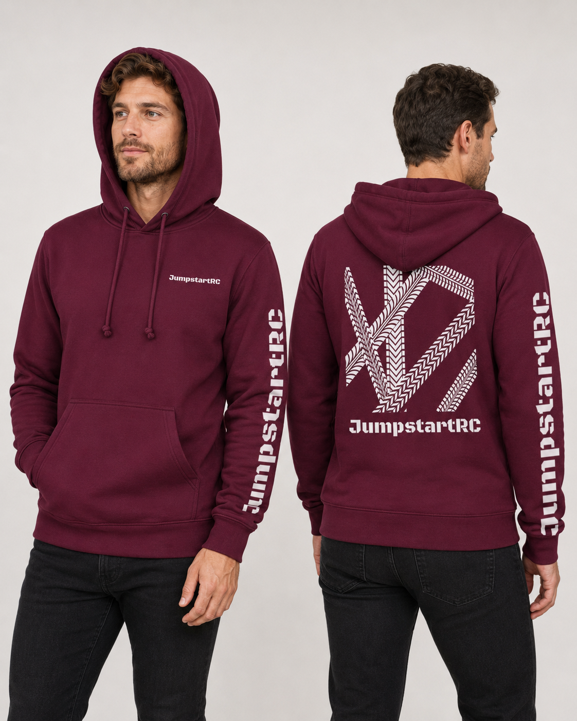 JumpstartRC Hoodie Burgundy and white